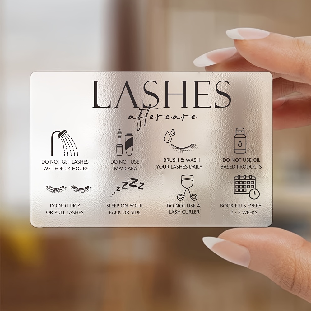 Eyelash Extension Aftercare - 50 stuks transparante plastic wimperverzorgingskaarten, PVC